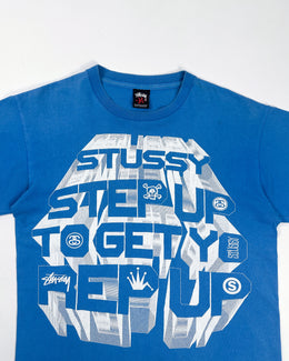Stussy "Step Up" Printed Blue Tee 2000's
