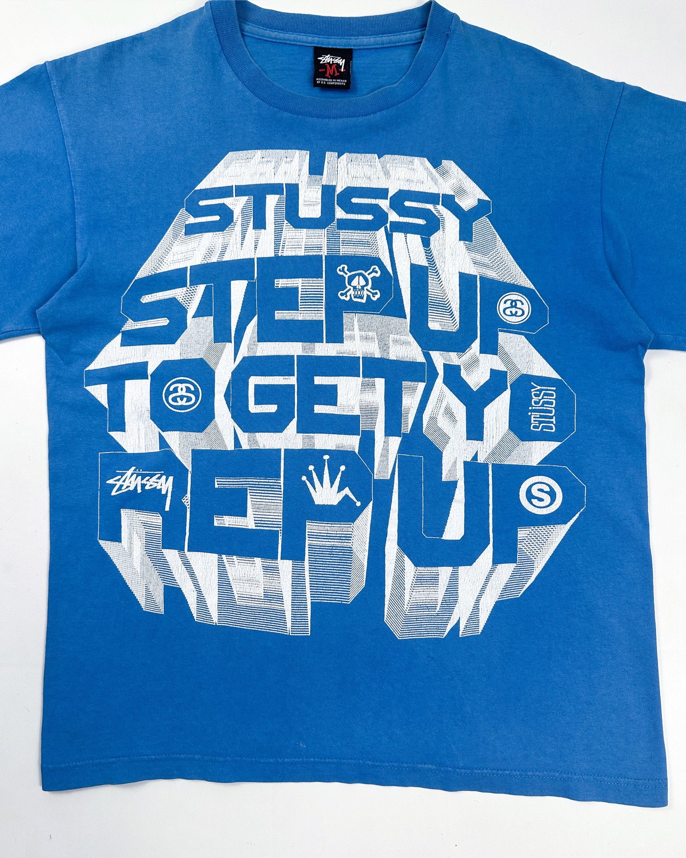Stussy "Step Up" Printed Blue Tee 2000's