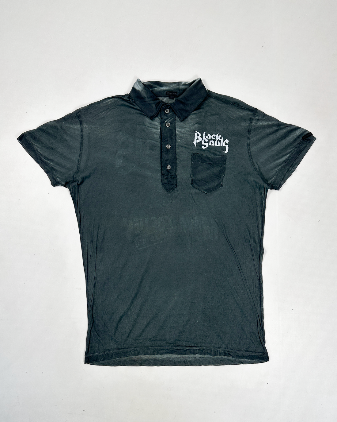 Energie "Black Souls" Mesh Polo Shirt Top 2000's