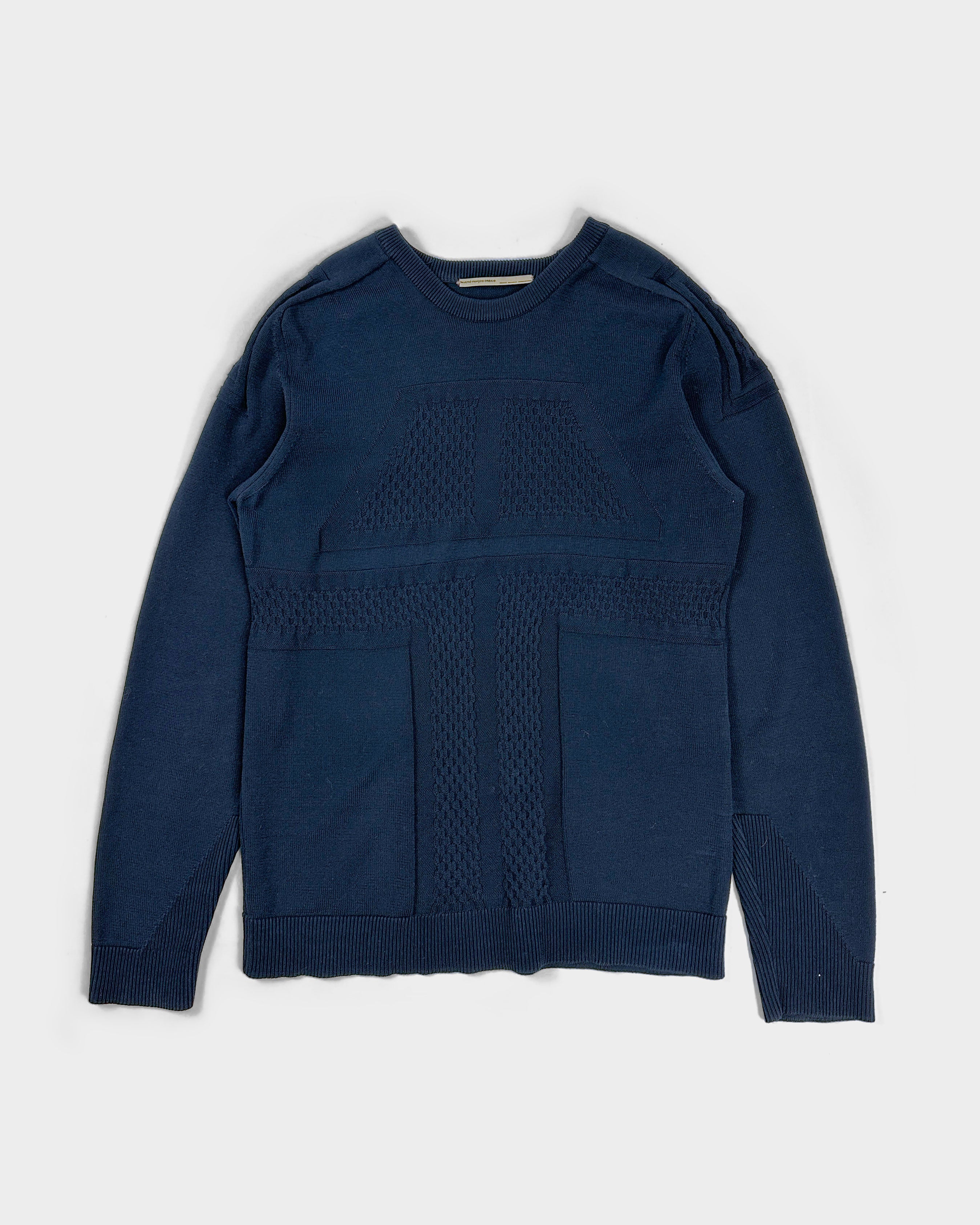 Marithé Francois Girbaud Navy Blue Textured Knit 2000's Marithé Francois Girbaud Navy Blue Textured Knit 2000's