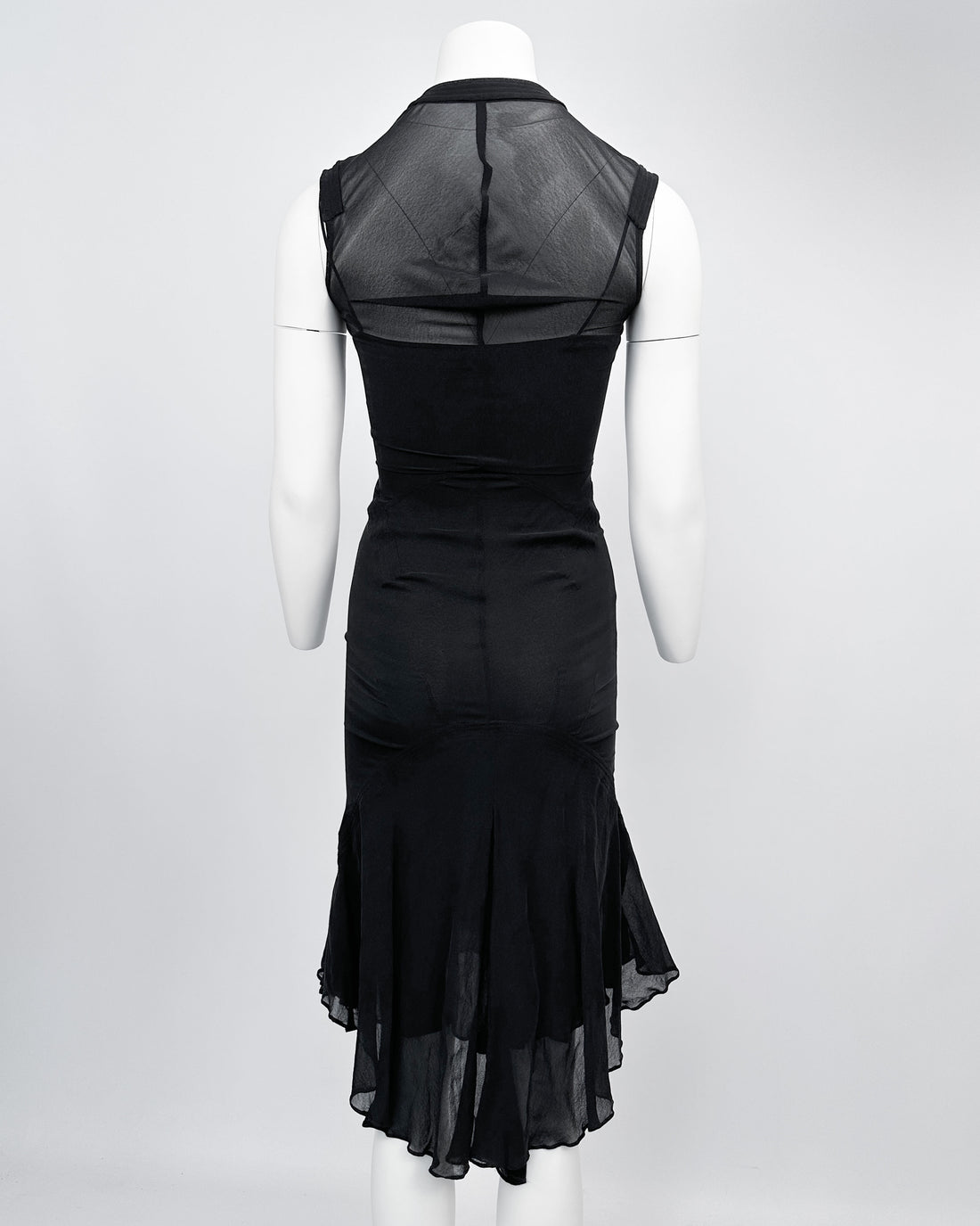 Nao Takekoshi Black Zipped Fluid Silk Dress 2000's