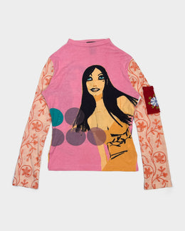 Custo Barcelona Long Sleeve Knit Pocket Top 1990's