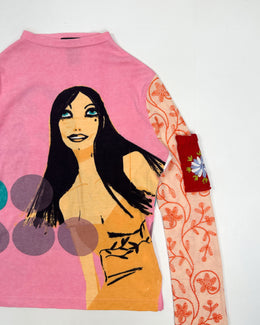 Custo Barcelona Long Sleeve Knit Pocket Top 1990's