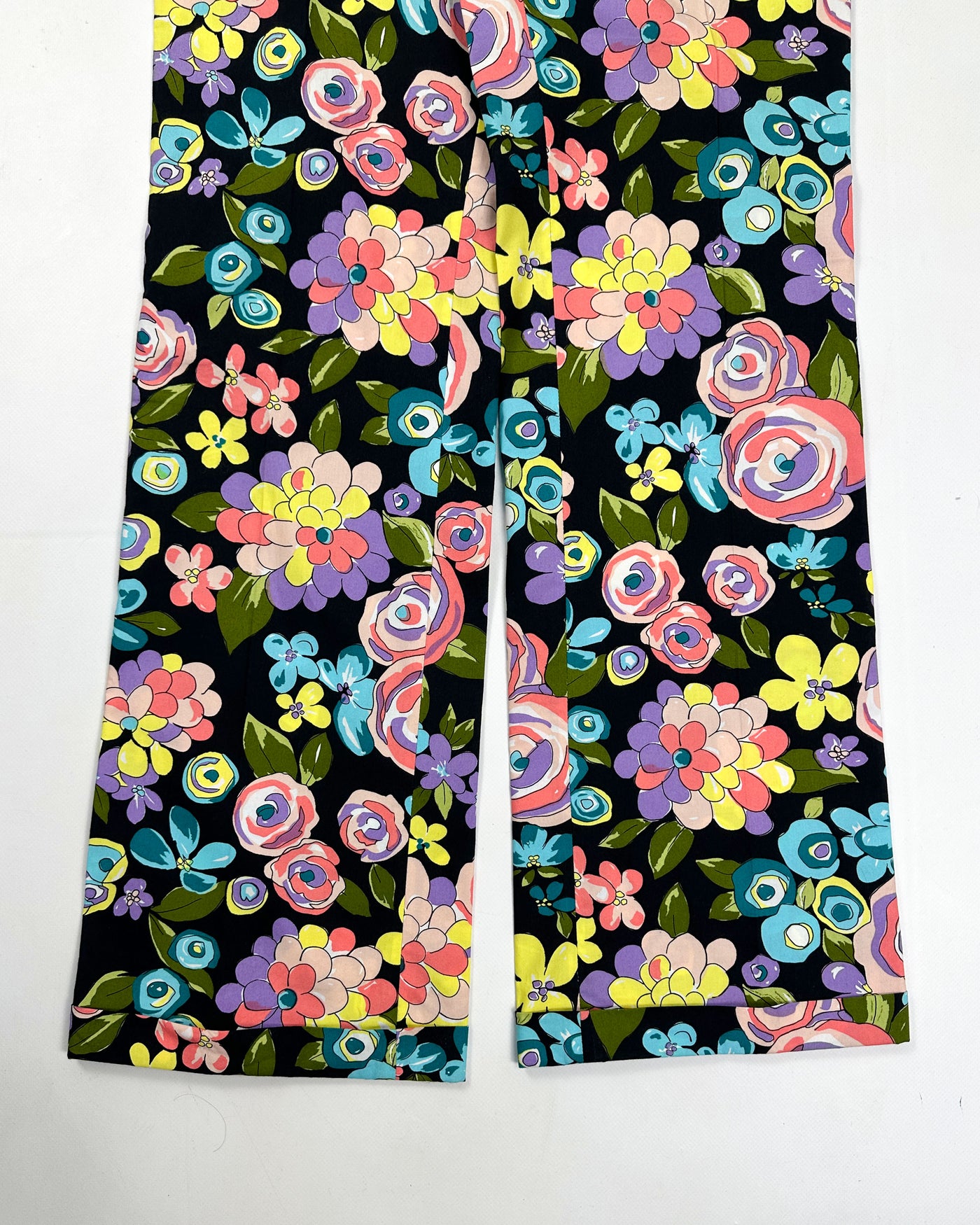 Moschino Doodle Flowers Print Black Light Pants 2000s