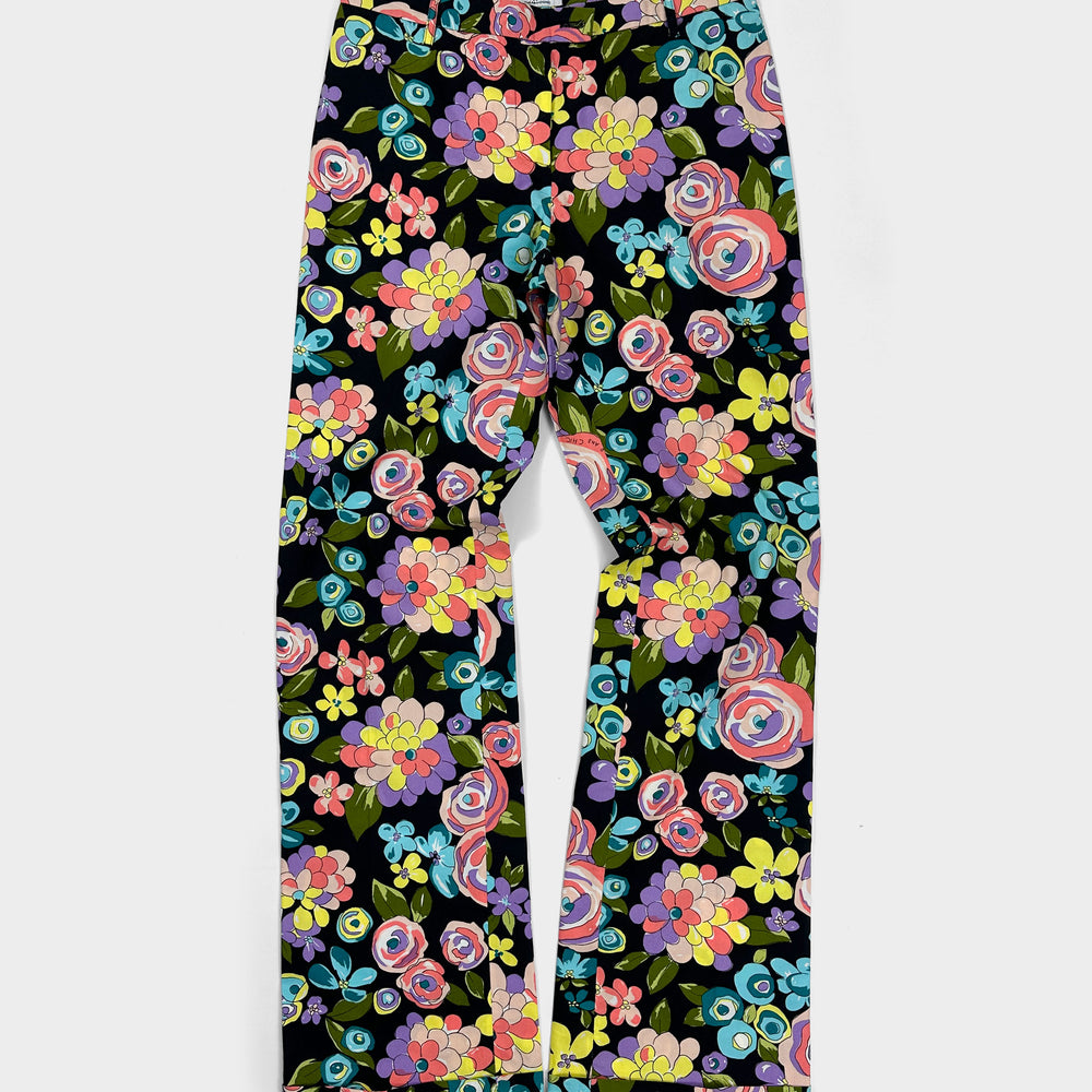 Moschino Doodle Flowers Print Black Light Pants 2000s