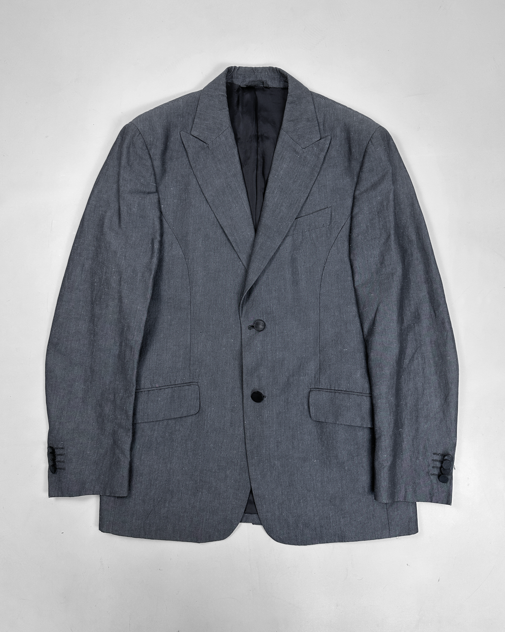 ティエリー・ミュグレー　スーツ Thierry Mugler Grey Cotton + Linen Suit 1990's – Vintage TTS