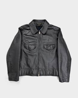 John Bartlett Cropped Black Leather Jacket 2000's