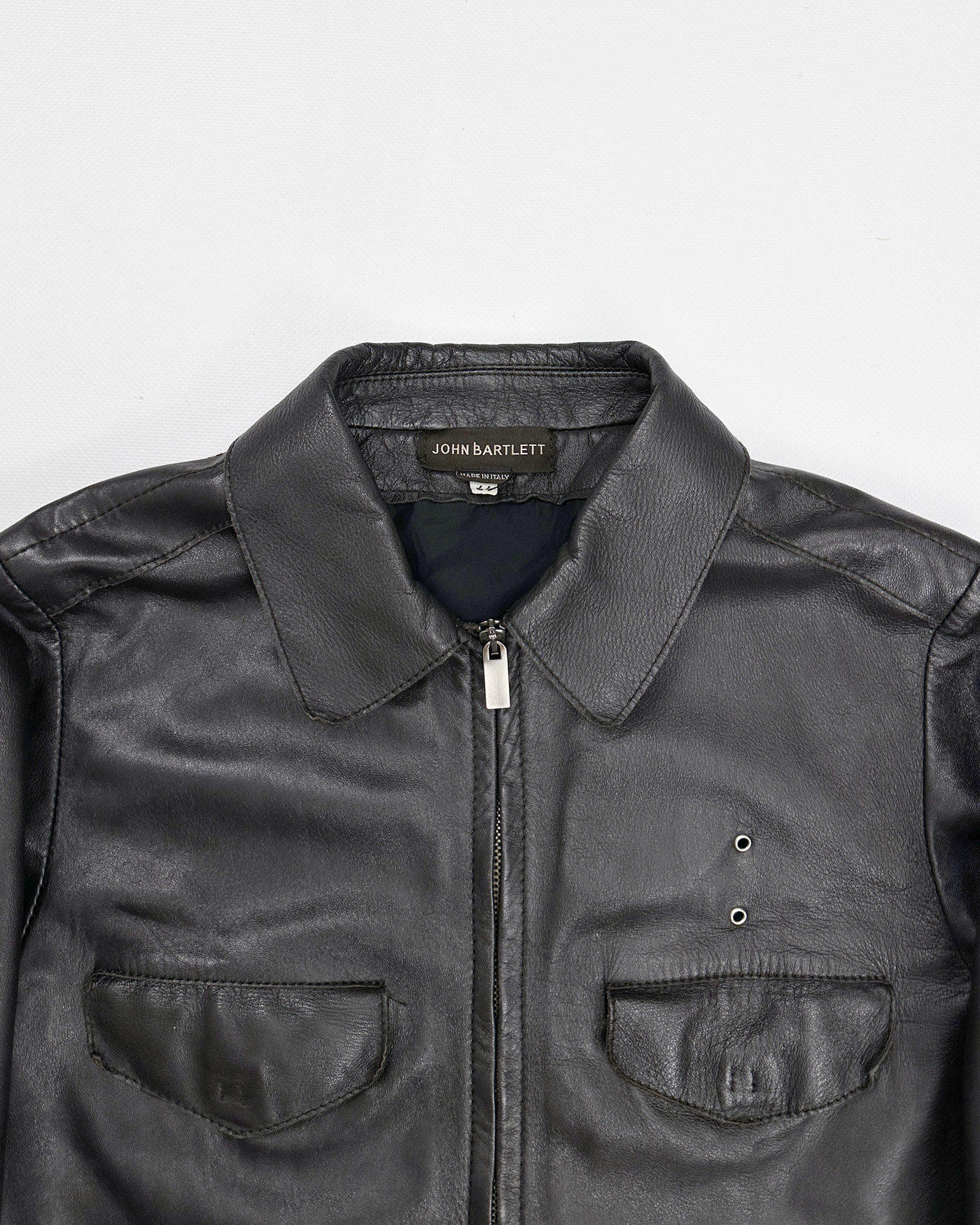 John Bartlett Cropped Black Leather Jacket 2000's