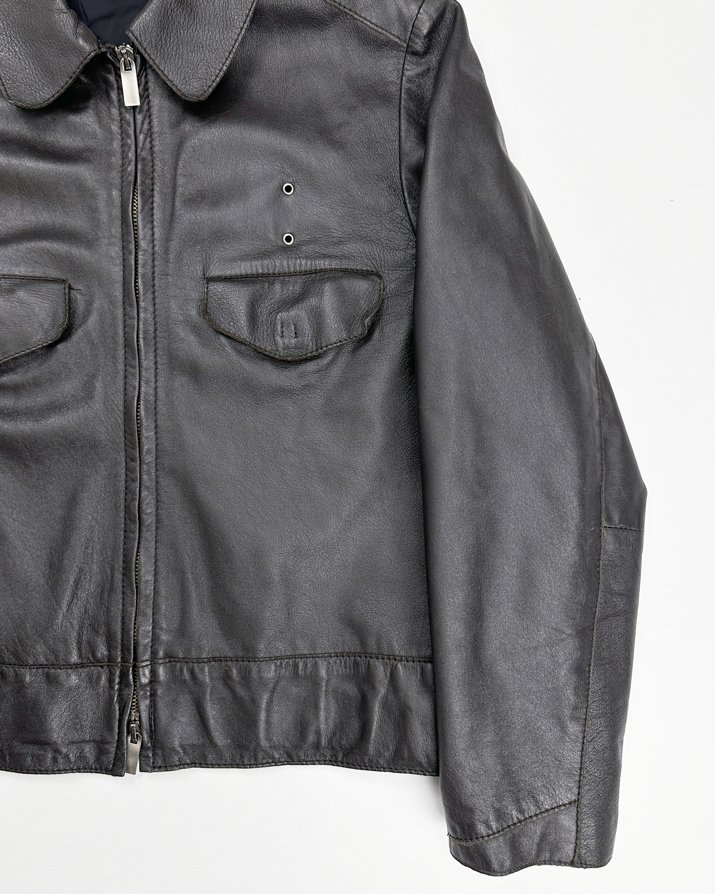 John Bartlett Cropped Black Leather Jacket 2000's