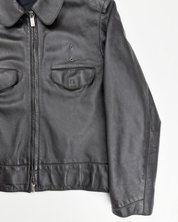 John Bartlett Cropped Black Leather Jacket 2000's