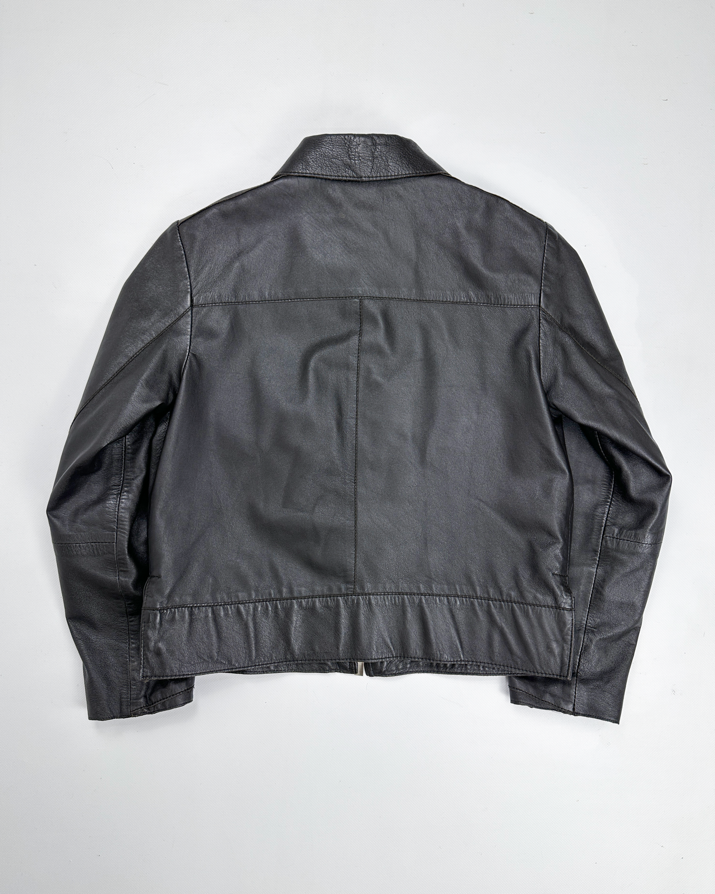 John Bartlett Cropped Black Leather Jacket 2000's