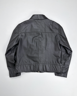 John Bartlett Cropped Black Leather Jacket 2000's