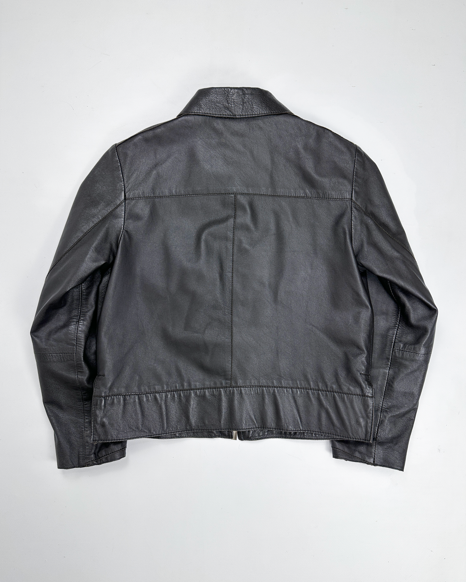 John Bartlett Cropped Black Leather Jacket 2000's