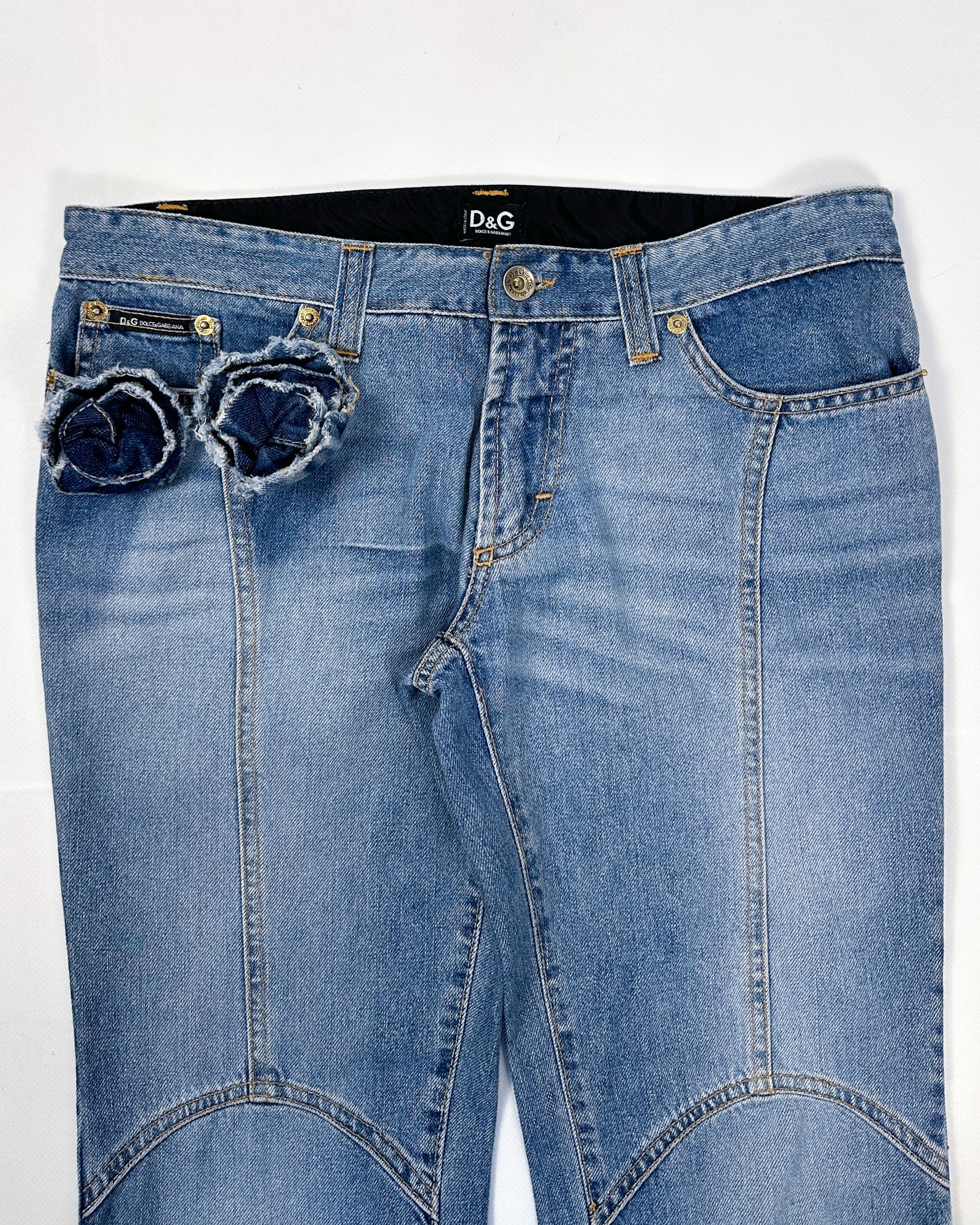 Dolce & Gabbana Denim Flower Pants 2000's