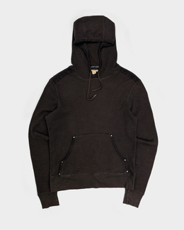 John Varvatos USA Brown Waffle Cotton Hoodie 2000's