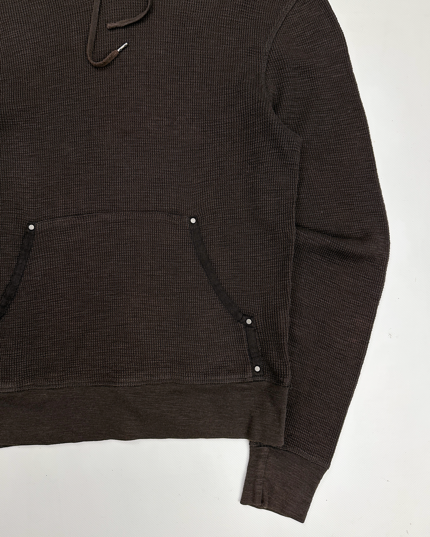 John Varvatos USA Brown Waffle Cotton Hoodie 2000's