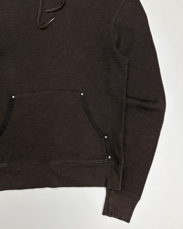 John Varvatos USA Brown Waffle Cotton Hoodie 2000's