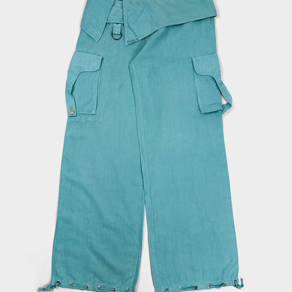 Essenza Blue Teal Wide leg Cargo Pants 1990's