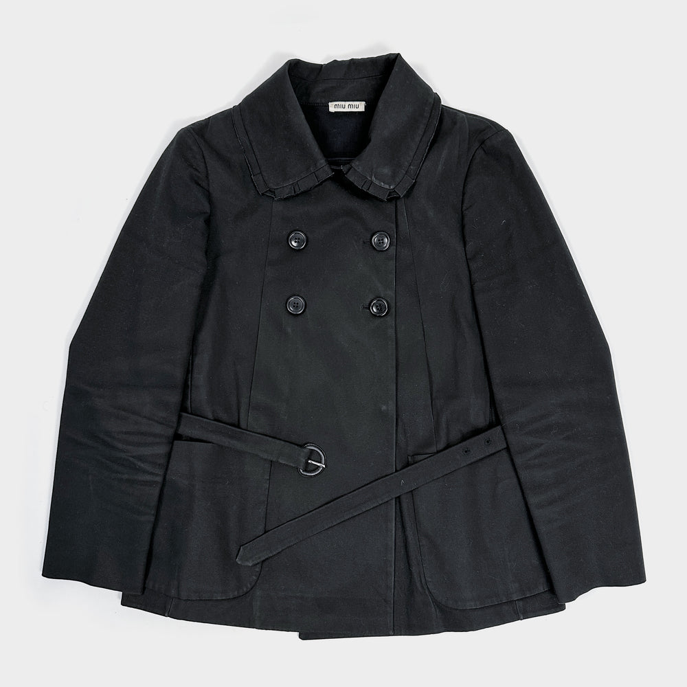 Miu Miu Black Short Trench Coat 2000's