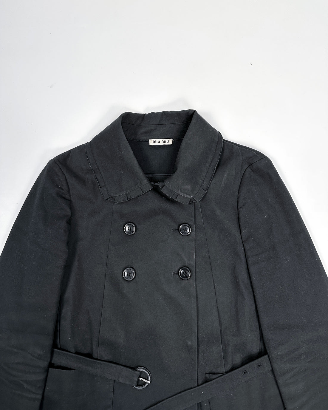 Miu Miu Black Short Trench Coat 2000's