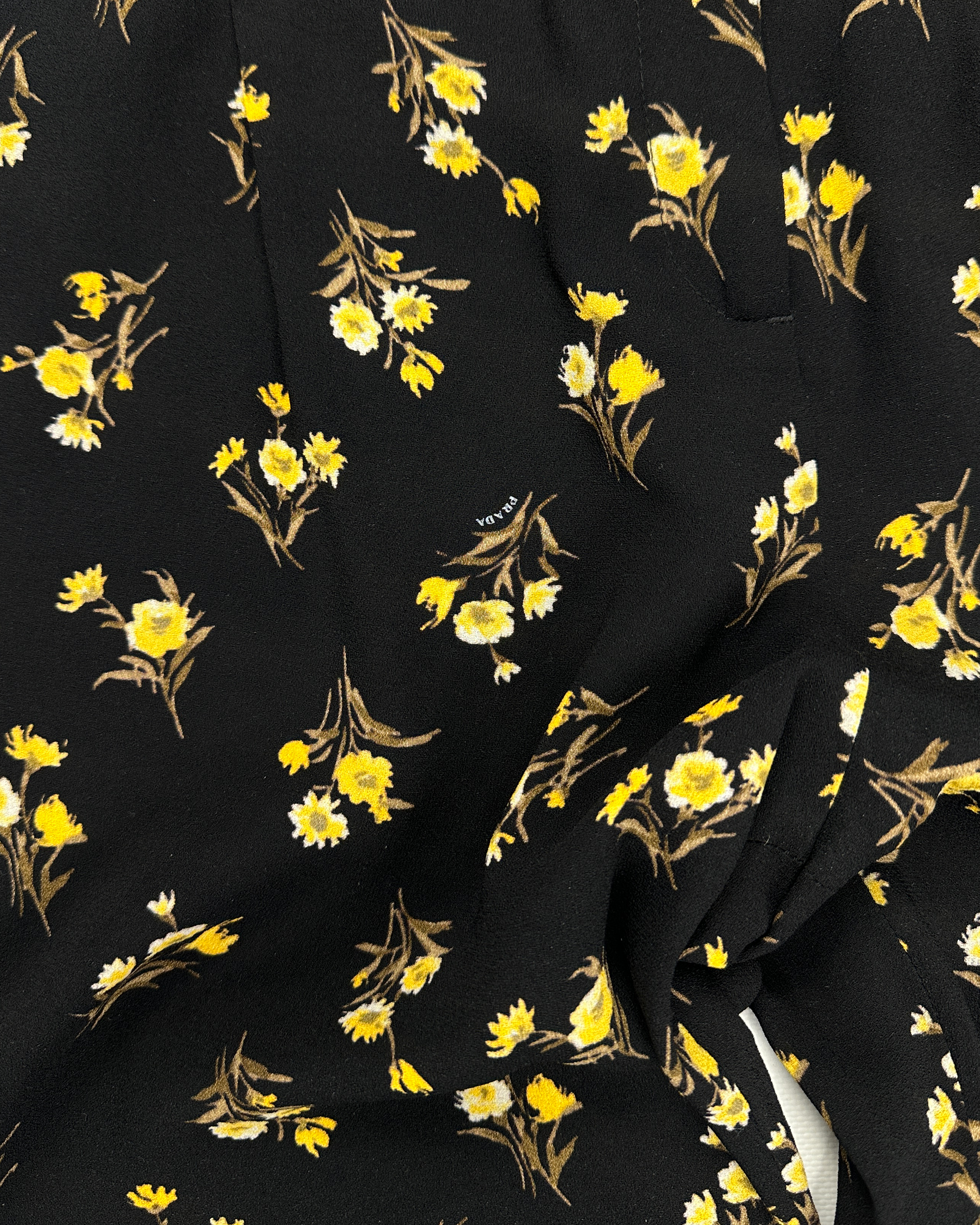 Prada Viscose Black Flower Print Pants S/S 2013