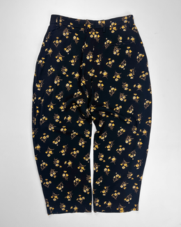 Prada Viscose Black Flower Print Pants S/S 2013