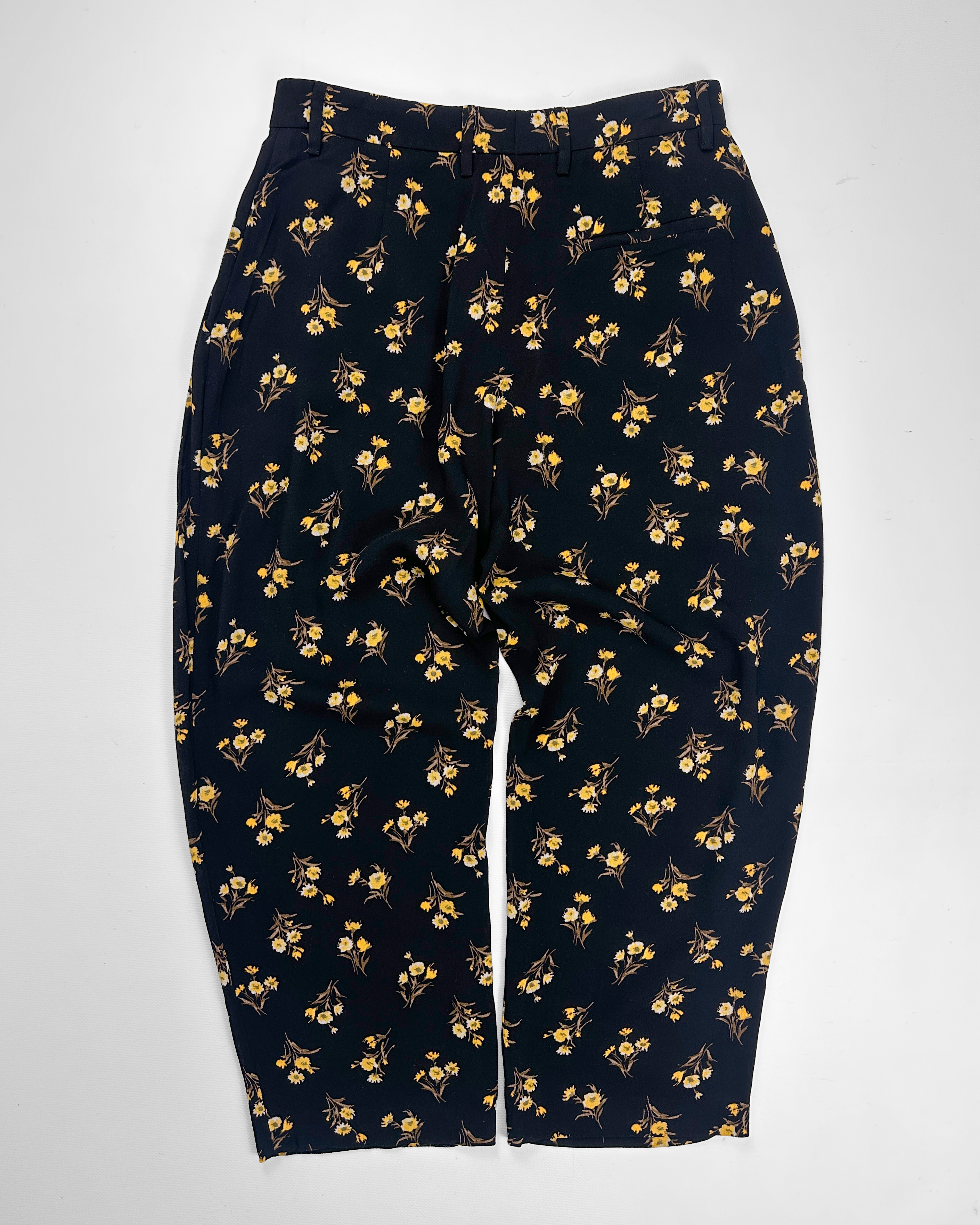 Prada Viscose Black Flower Print Pants S/S 2013
