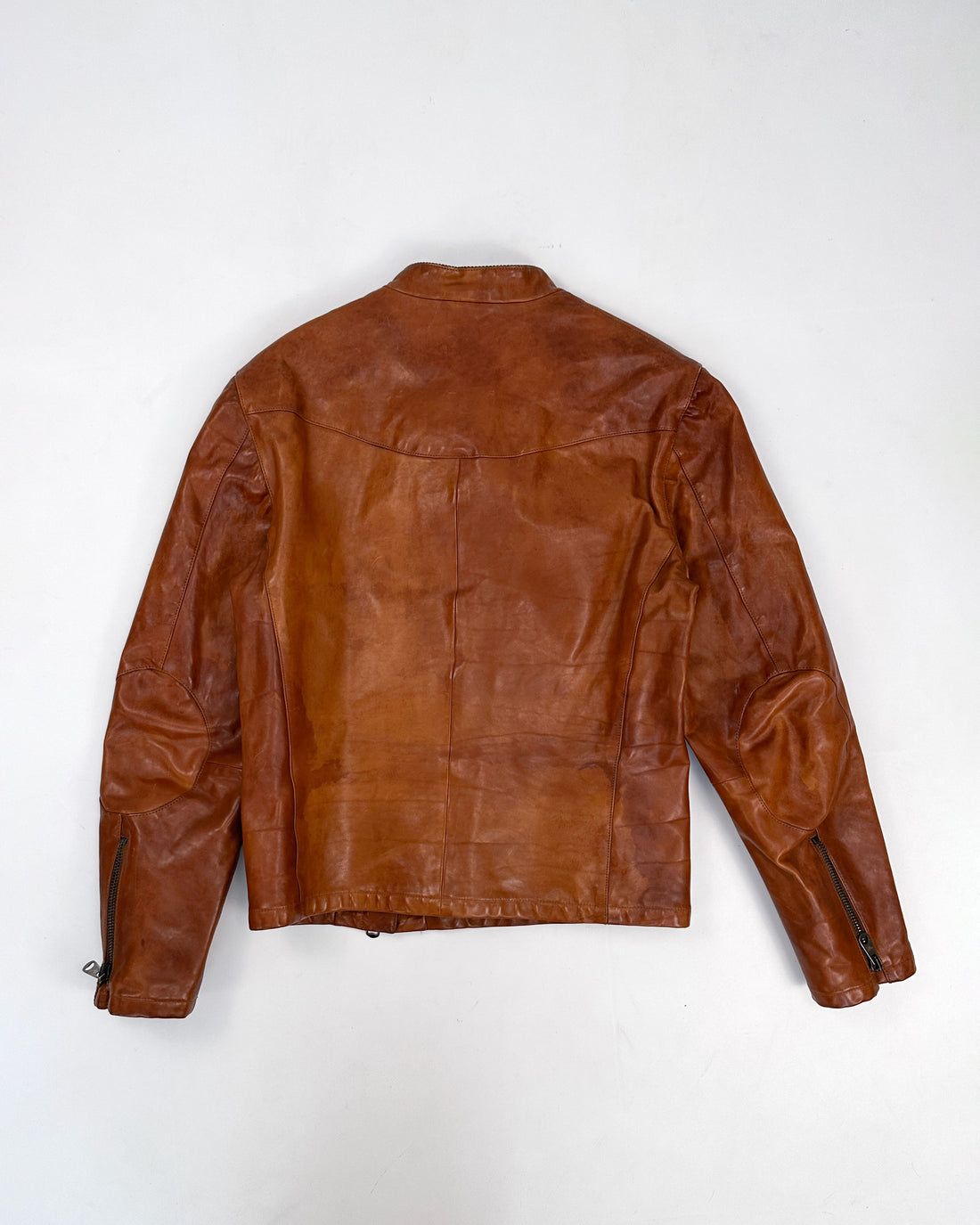 Emporio Armani Asymmetric Camel Leather Jacket 1990's