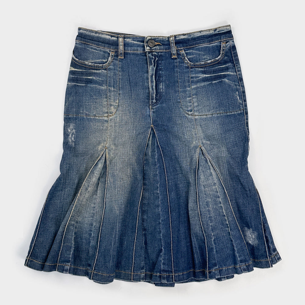 Moschino Butterfly Back Denim Skirt 1990's