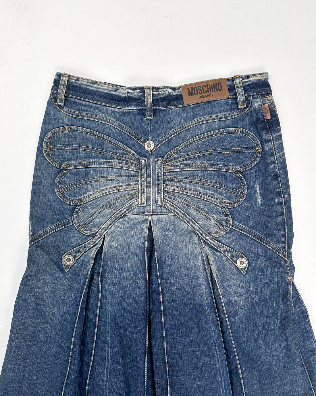Moschino Butterfly Back Denim Skirt 1990's
