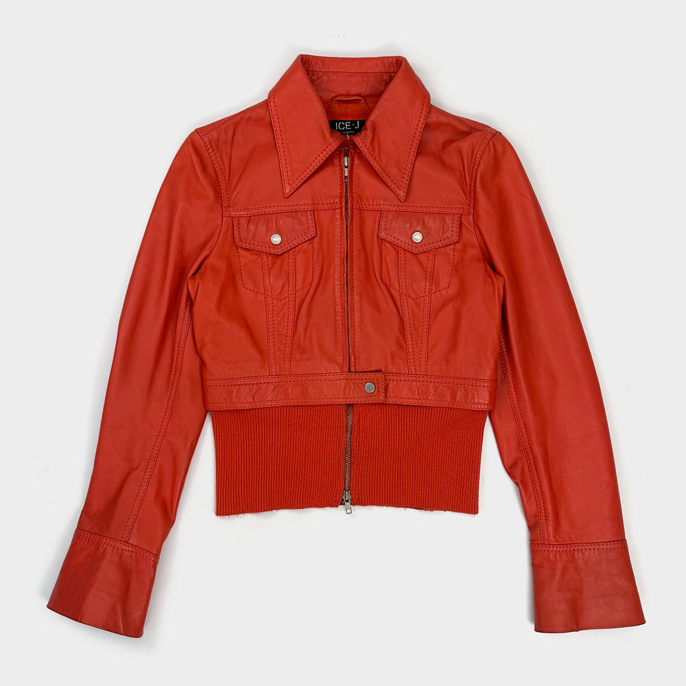 Ice J by Iceberg Red Leather Jacket 2000's