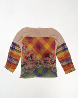 Textured Pleated Printed Top Made in USA 1990's