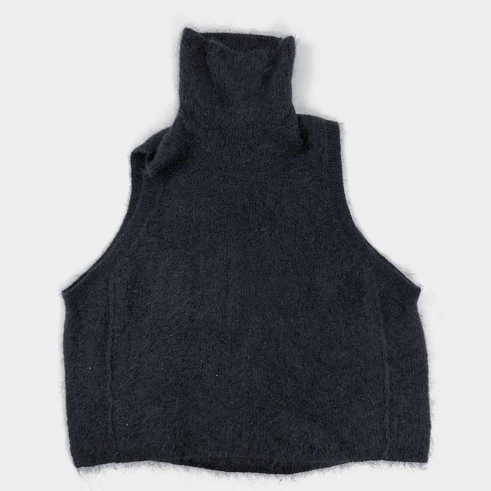 Isabel Benenato Mohair Black Long Neck Vest 2021