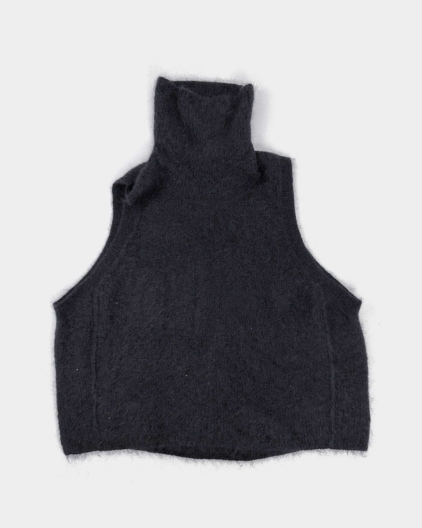 Isabel Benenato Mohair Black Long Neck Vest 2021