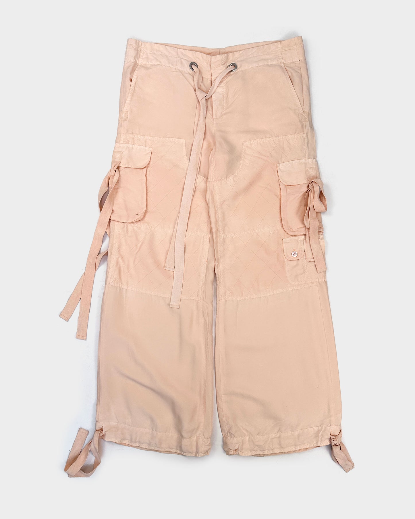 Ralph Lauren Light Pink Cargo Silk Pants 2000's