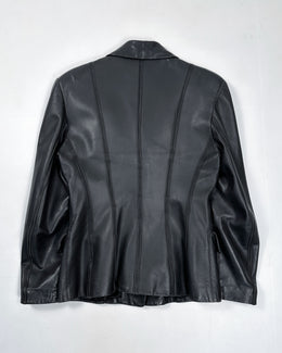 Roberto Cavalli Straight Black leather Jacket 1990's