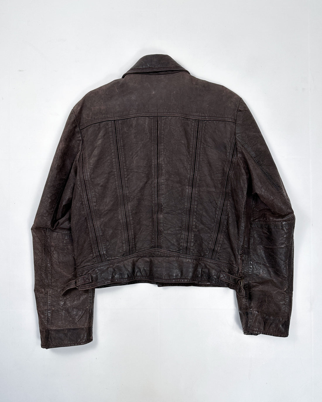 DKNY Brown Cropped Leather Jacket 1990's