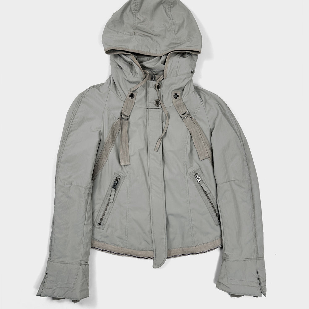 Marithé Francois Girbaud Light Grey Hooded Jacket 2000's