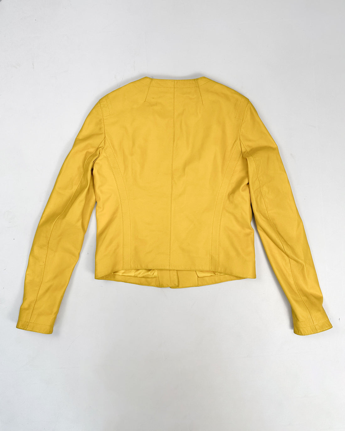 Dirk Bikkembergs Off Centered Zip Yellow Leather Jacket 2000's