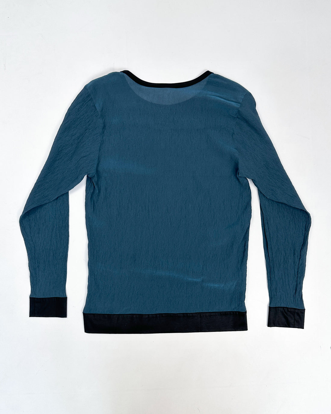 Helmut Lang Pleated Blue Long Sleeve Top 2000's