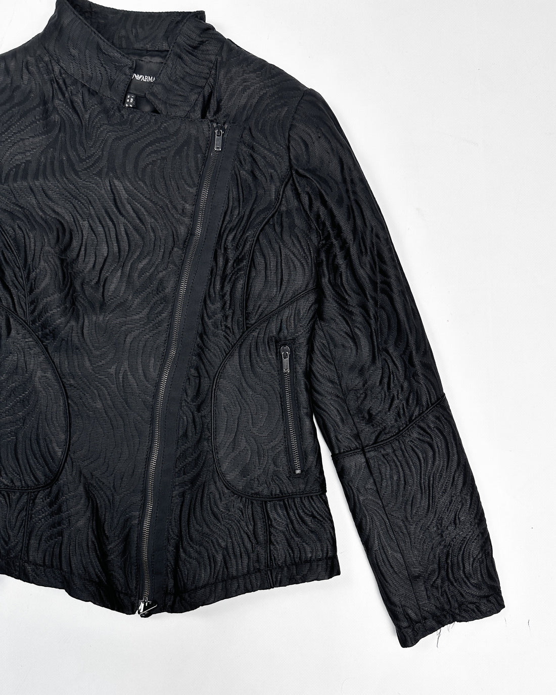 Armani Asymmetric Black Texture Jacket 2000's