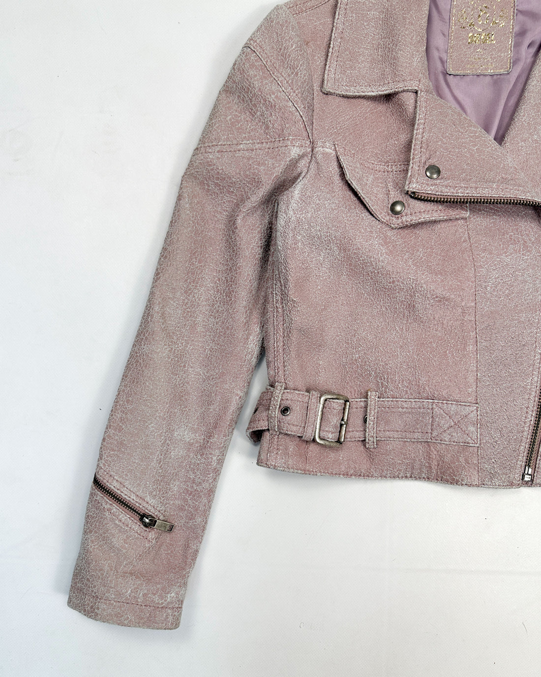 Diesel Distressed Pink Leather Copped Jacket 1990's