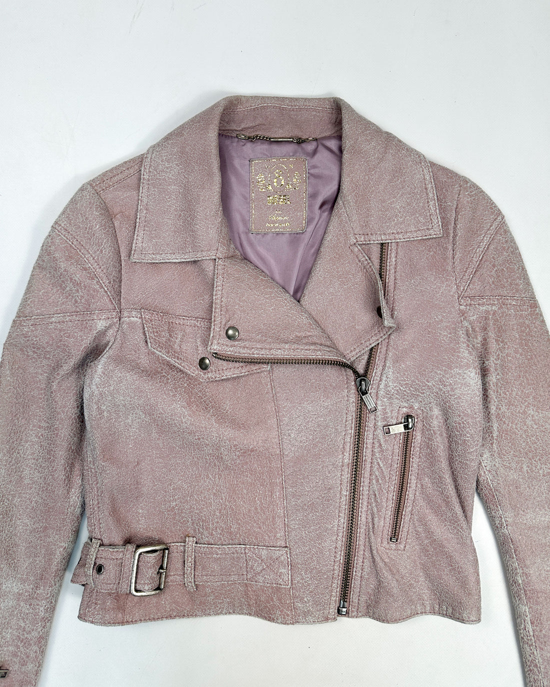 Diesel Distressed Pink Leather Copped Jacket 1990's