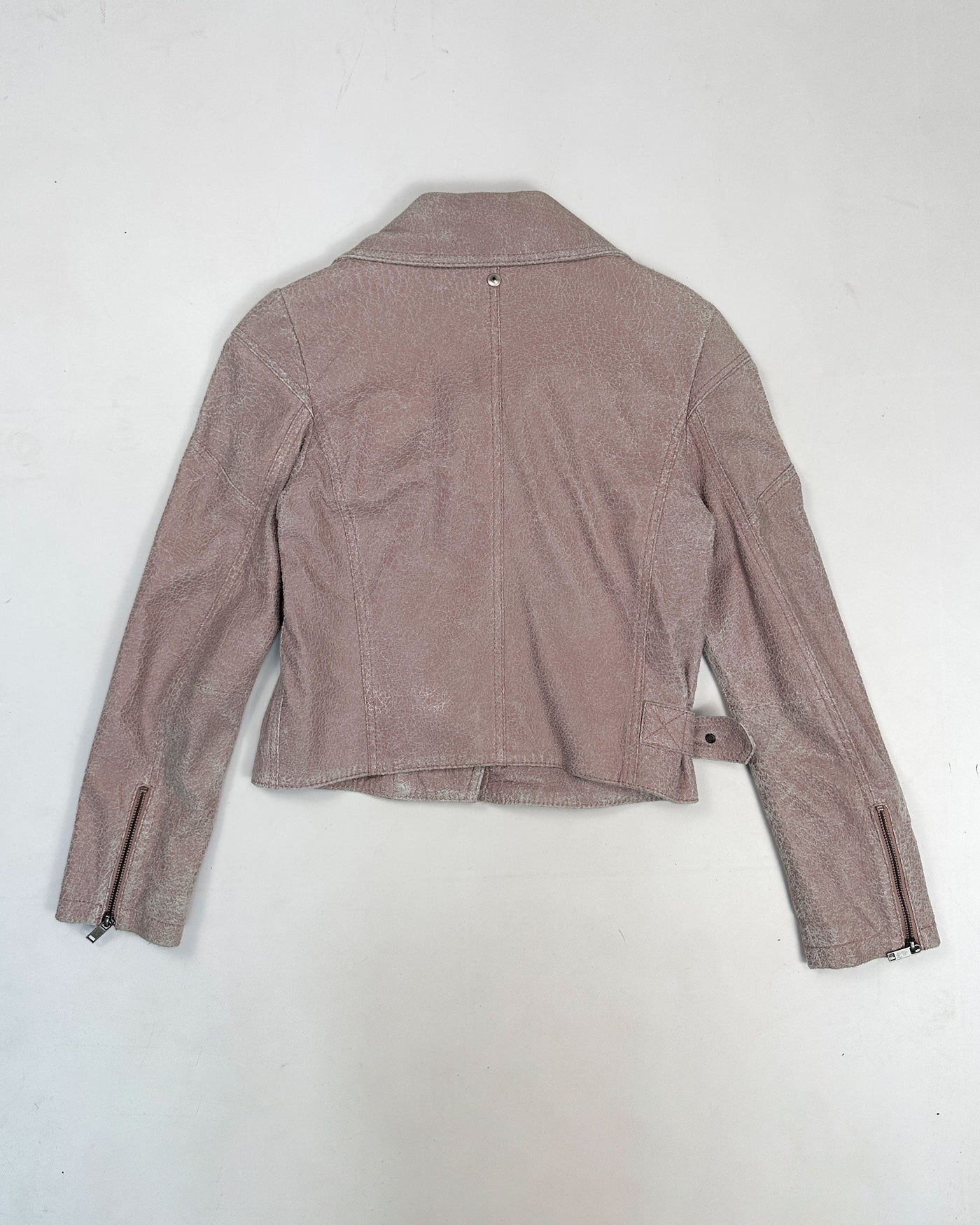 Diesel Distressed Pink Leather Copped Jacket 1990's