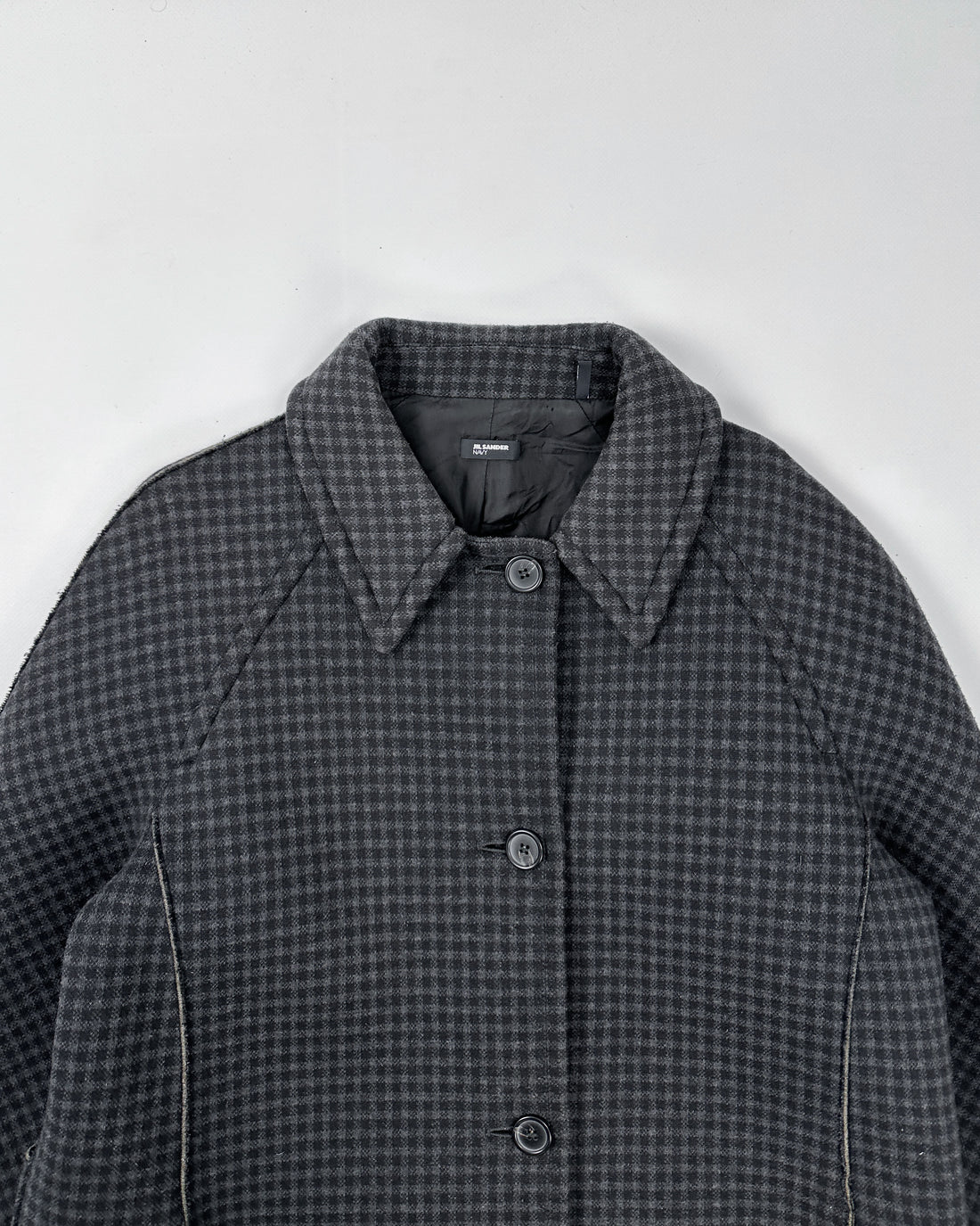 Jil Sander Checkered Dark Grey Long Coat 2000's