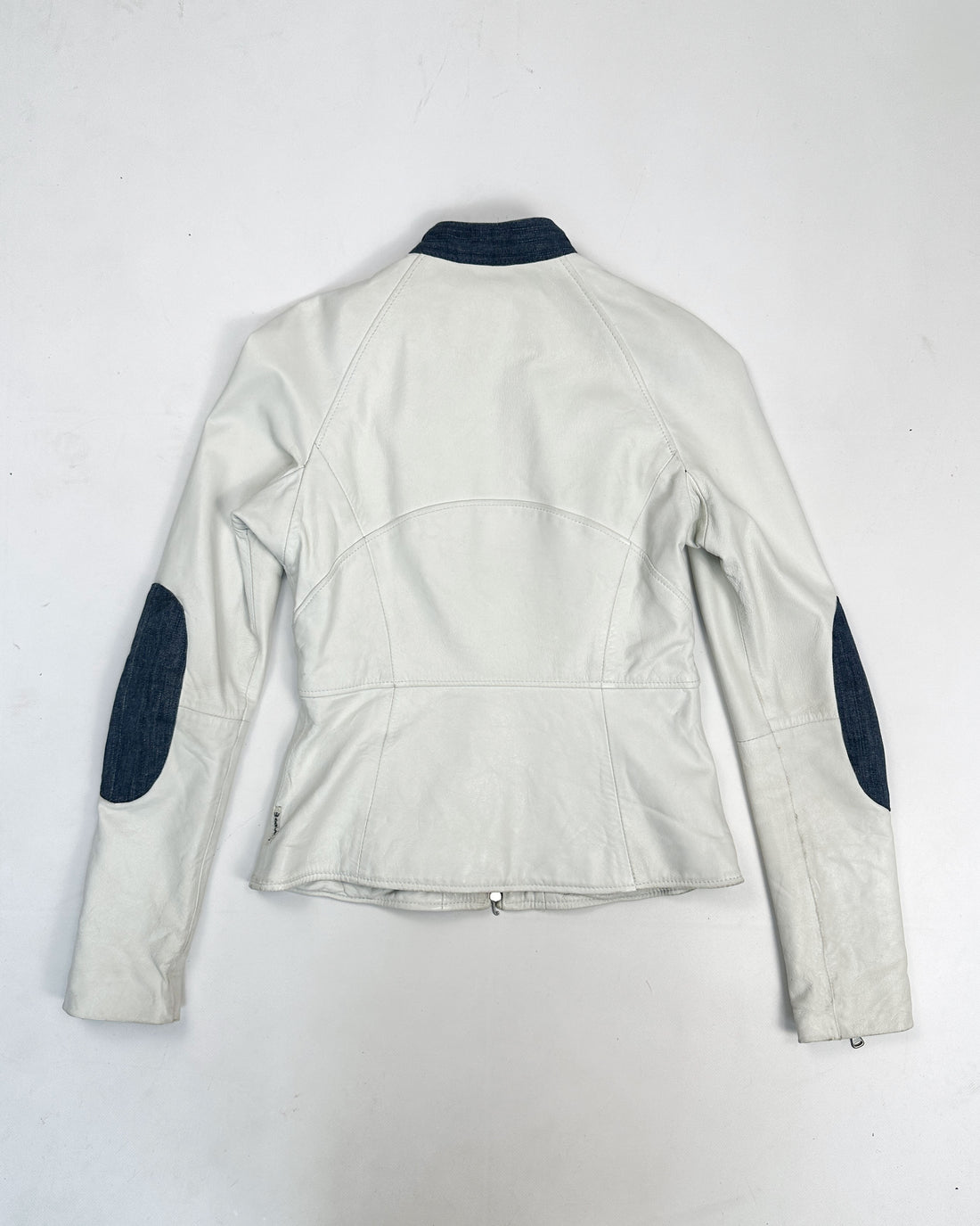 Armani White Leather + Denim Jacket 1990's