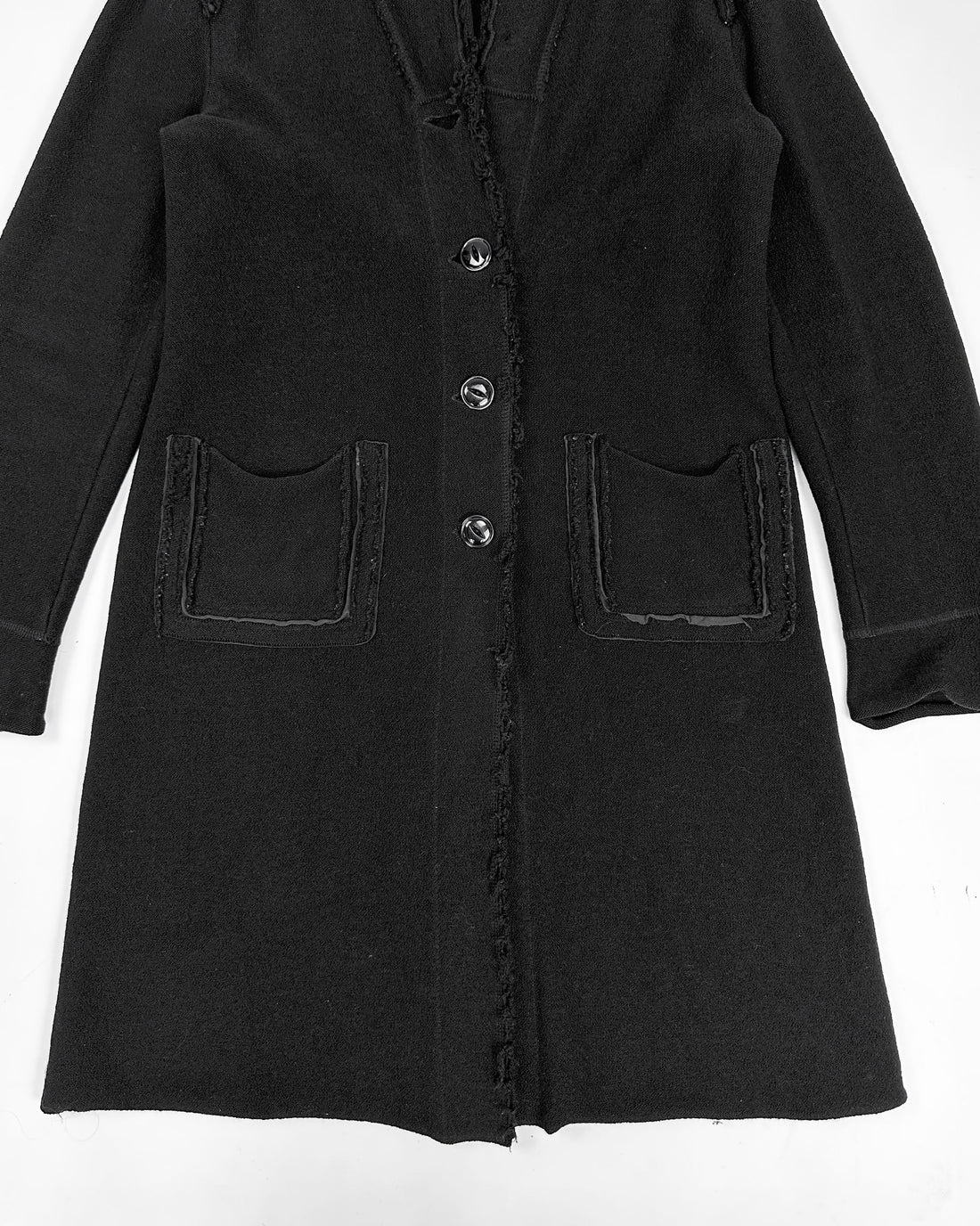 Marithé Francois Girbaud Black Distressed Long Jacket 2000's