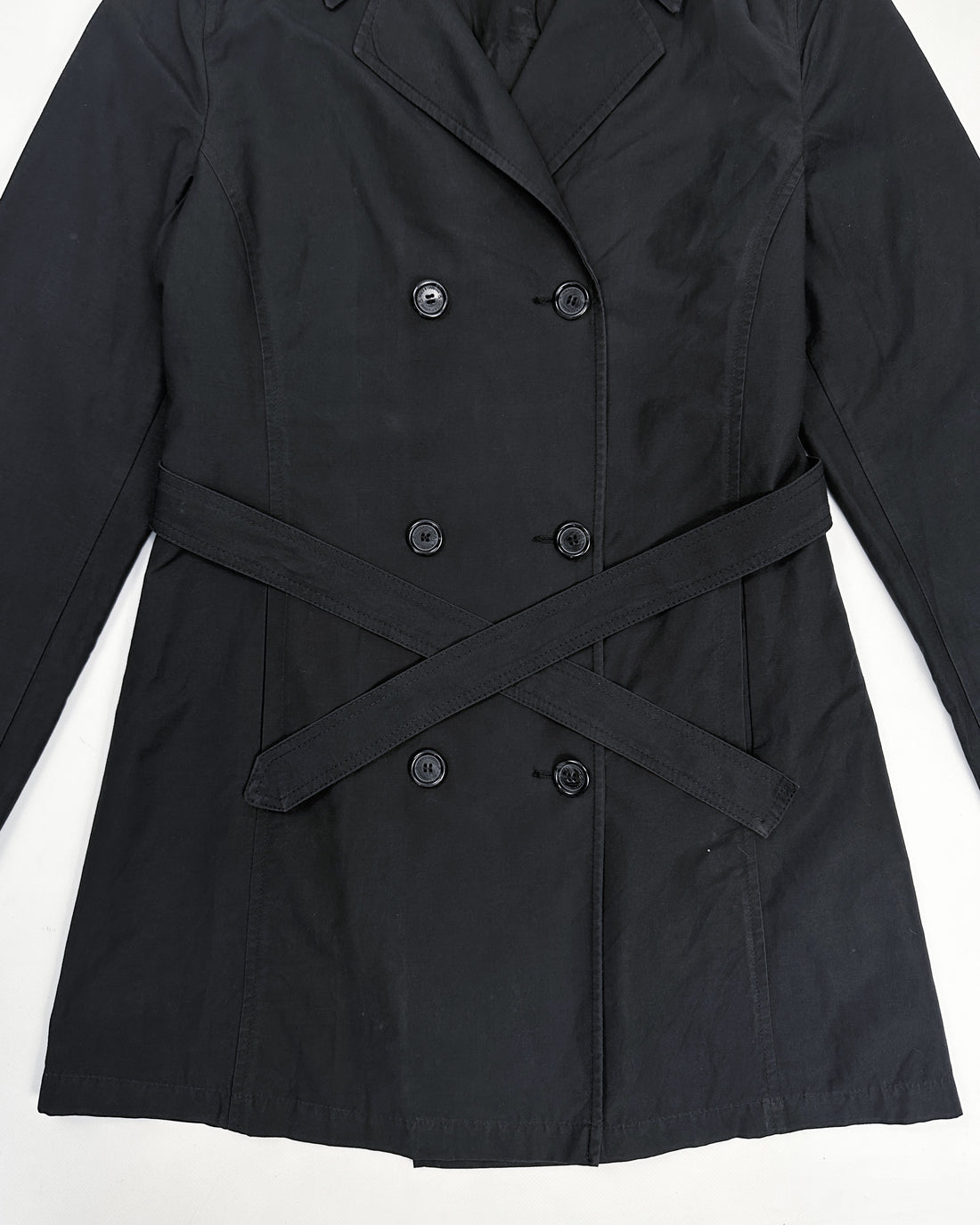 Dolce & Gabbana Black Belted Trench Coat 2000's