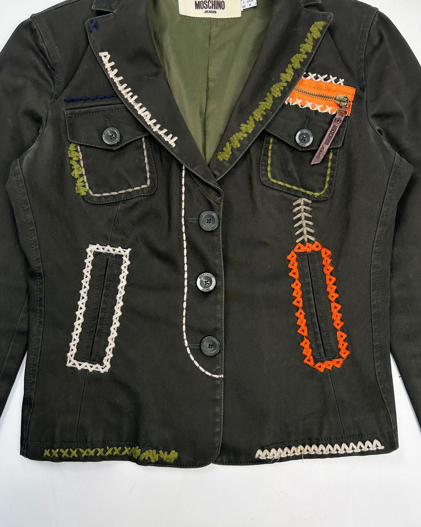 Moschino Deep Green Stitched Blazer 1990's