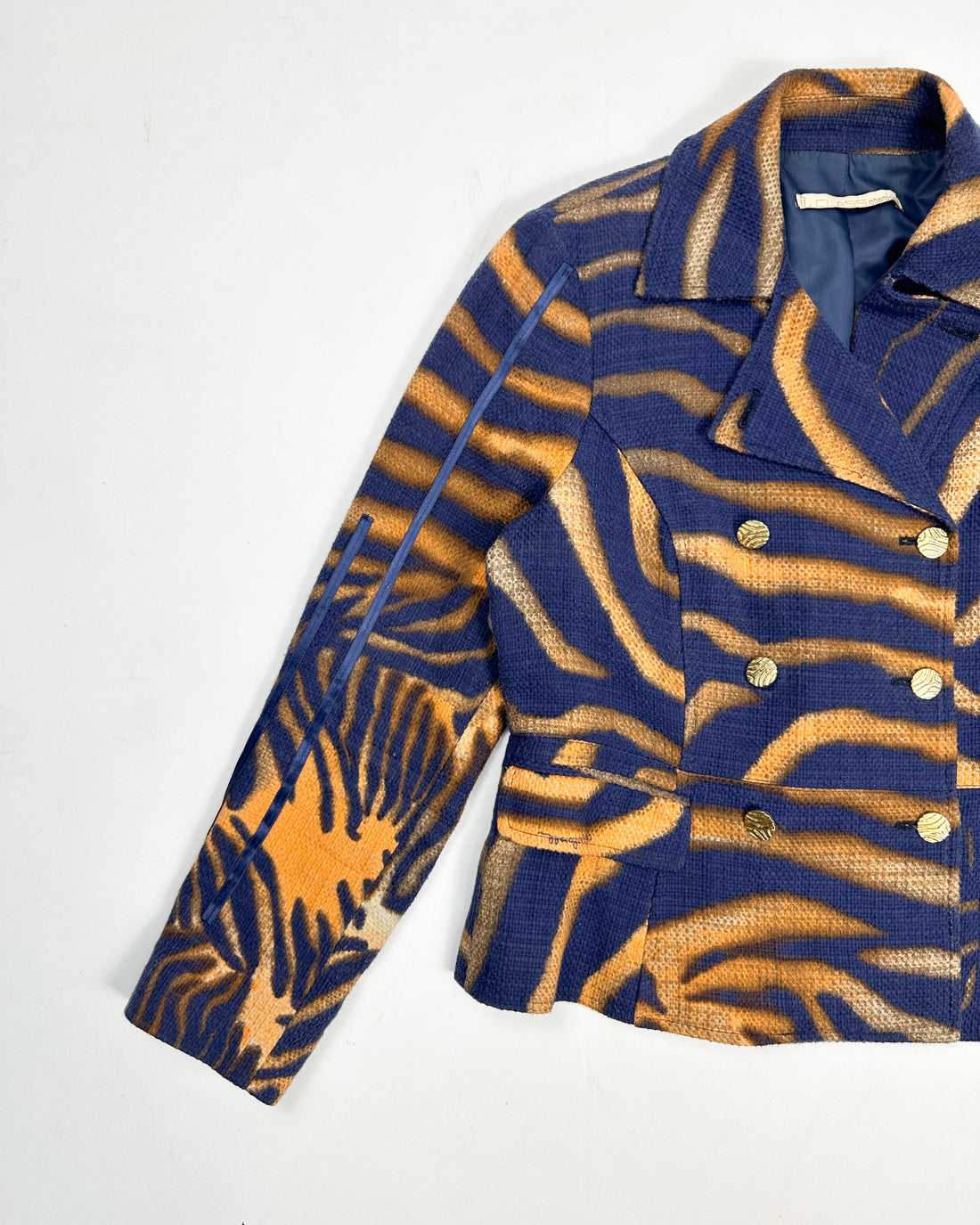 Roberto Cavalli Cheetah Blue Cross Blazer 2000's